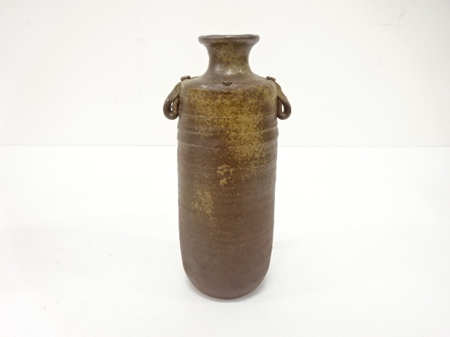 備前焼　木村陶峰造　耳付花入（保護箱付）